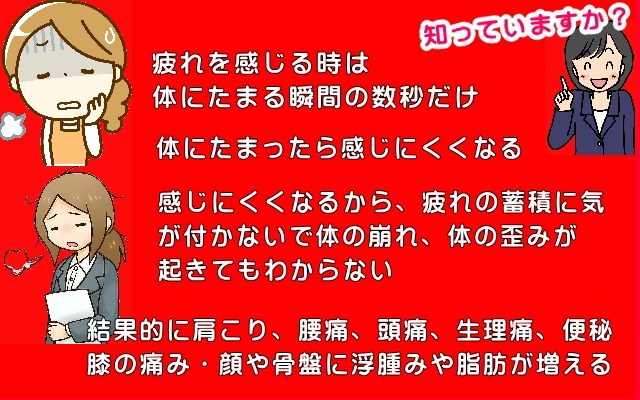 疲れと体の崩れ、体の歪みと肩こり