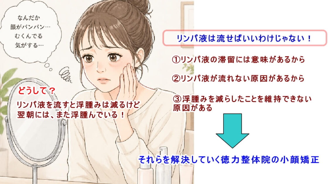 顔の浮腫みを減らしたい(北九州市小倉南区と小倉北区)徳力整体院は36年の実績。